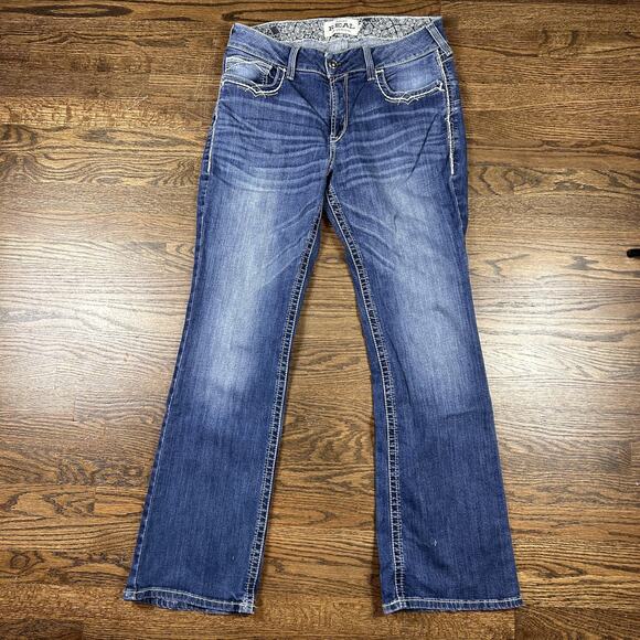 Ariat Jeans Womens 33R Blue R.E.A.L. Denim Bootcut Western Contrast Stitching - Picture 1 of 12